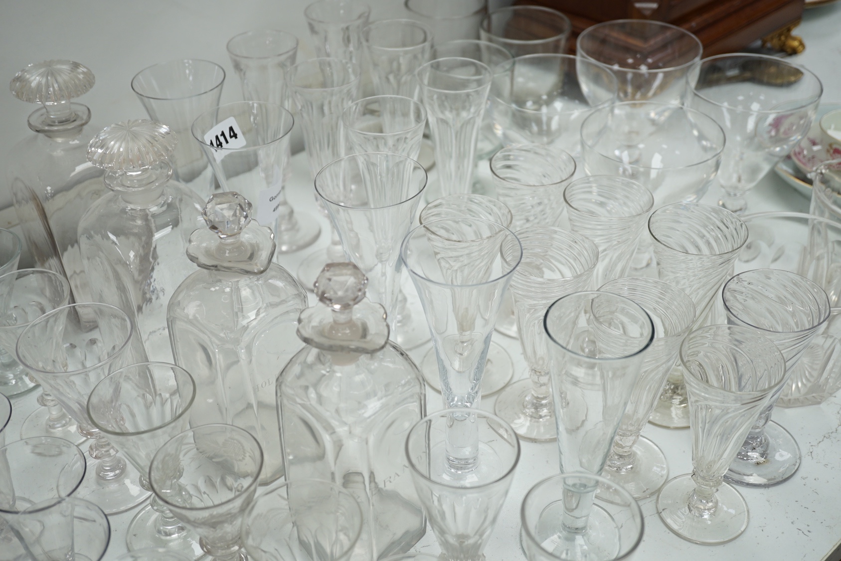 A collection of Georgian and later ale flutes ‘ drinking glasses
